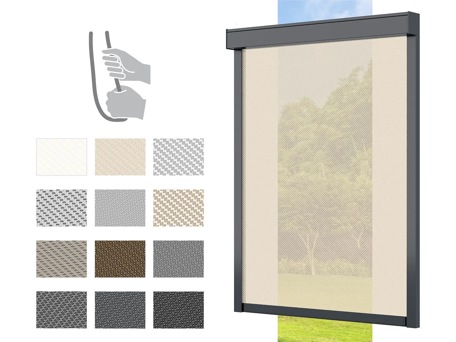 Screenové rolety - BOX 85 - pružinová - látka SERGE 600 - ručné ovládanie