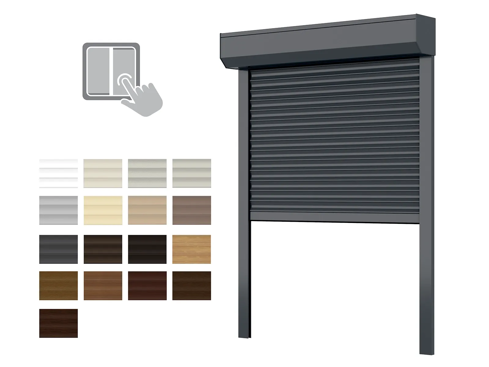 Hliníkové rolety BOX 165mm - výška do 2240 mm - MOTOR - VYPÍNAČ