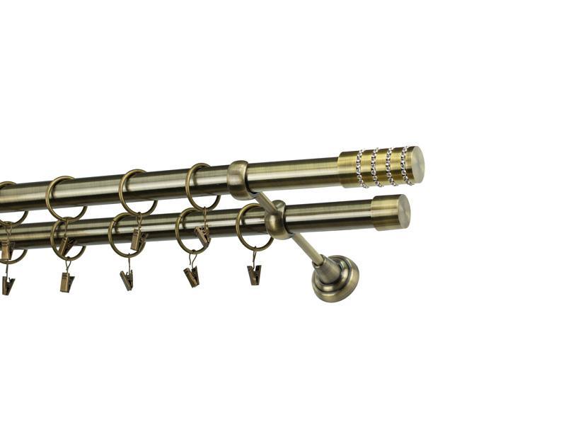 Garniže 25x25mm - dvojradové - CYLINDER CRYSTAL - antik