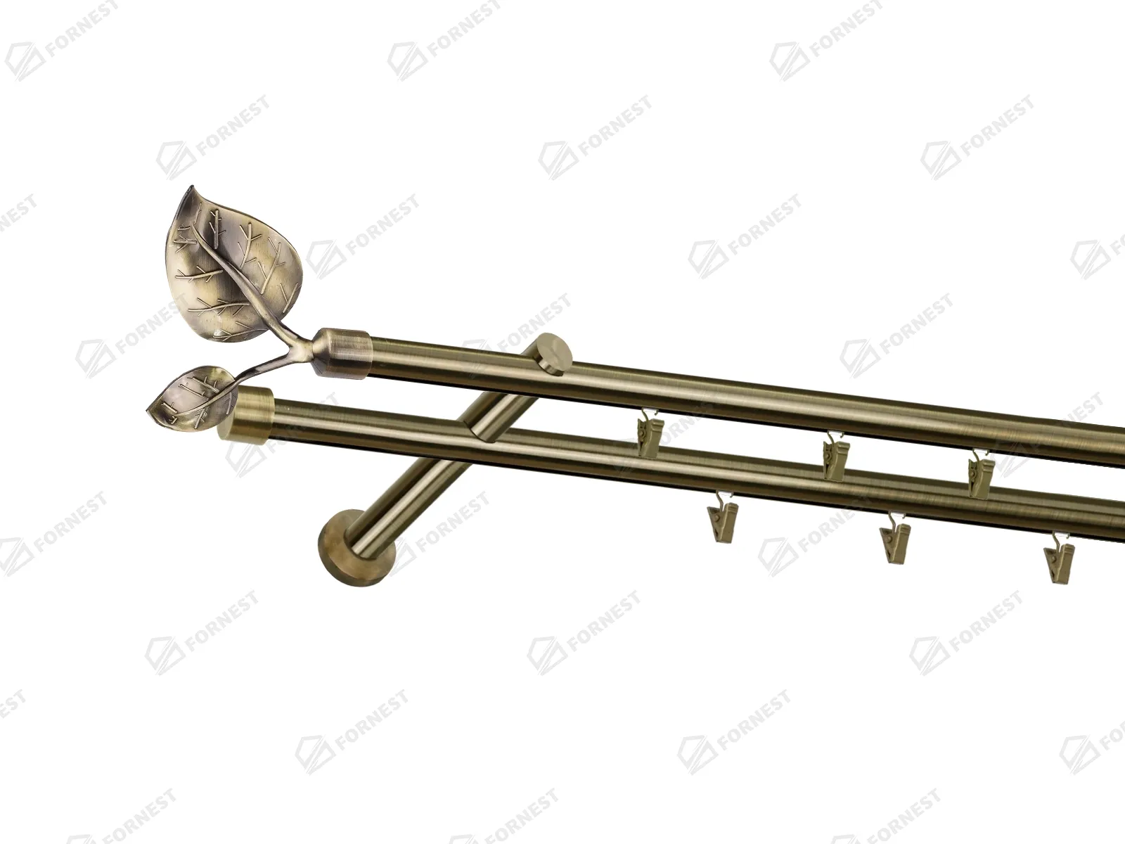 Garniža 19x19mm - drážková tyč - 2rady - LIST VEĽKÝ - antik