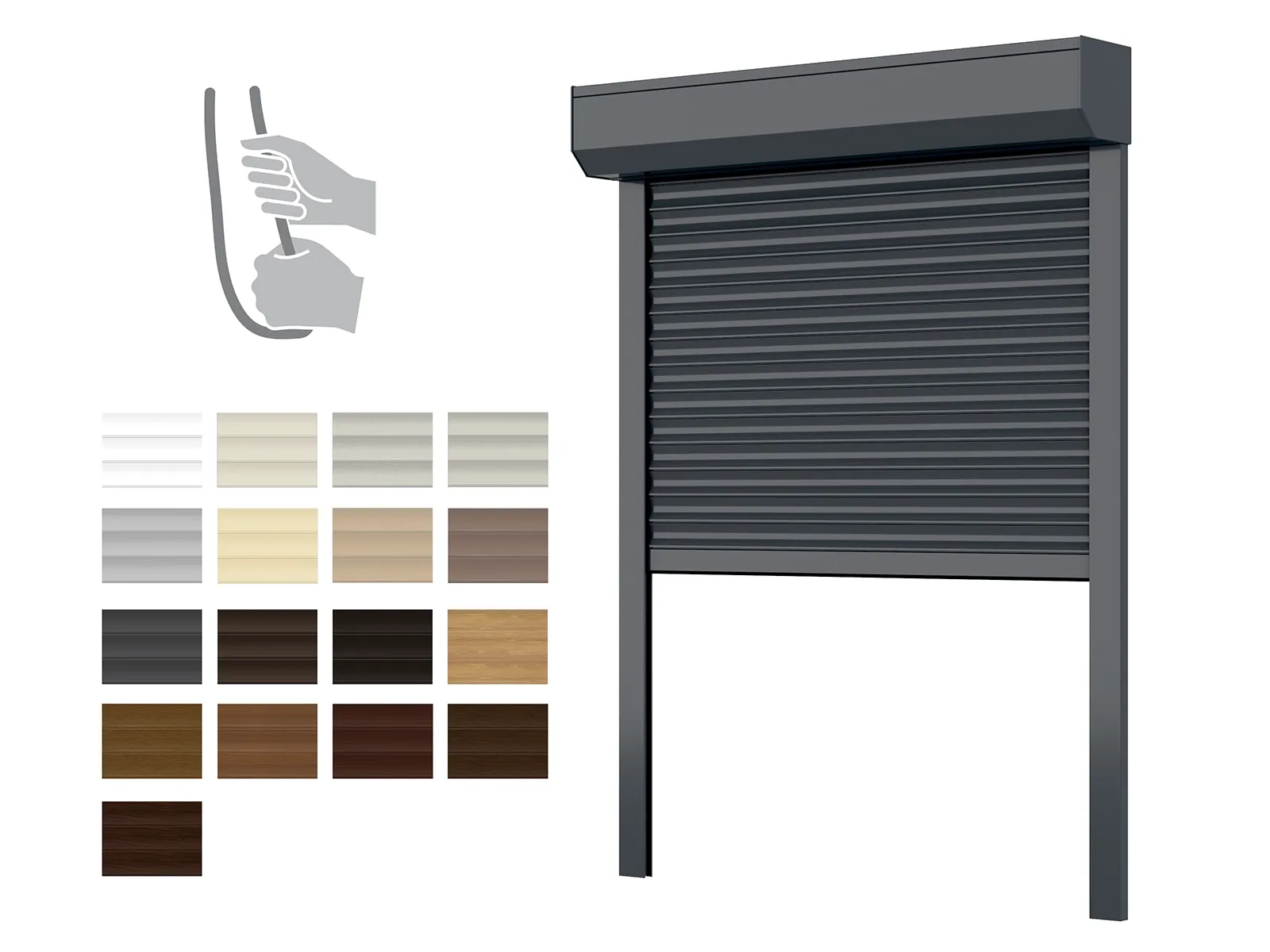 Hliníkové rolety BOX 180mm - výška do 2900 mm - RUČNÉ OVLÁDANIE