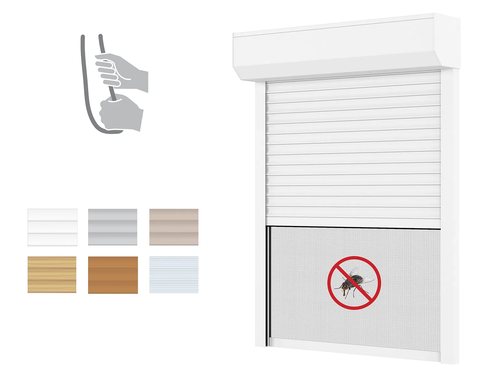 Plastové rolety s rolovacou sieťkou - hliníkový BOX 180mm - výška do 2350mm - RUČNÉ OVL.