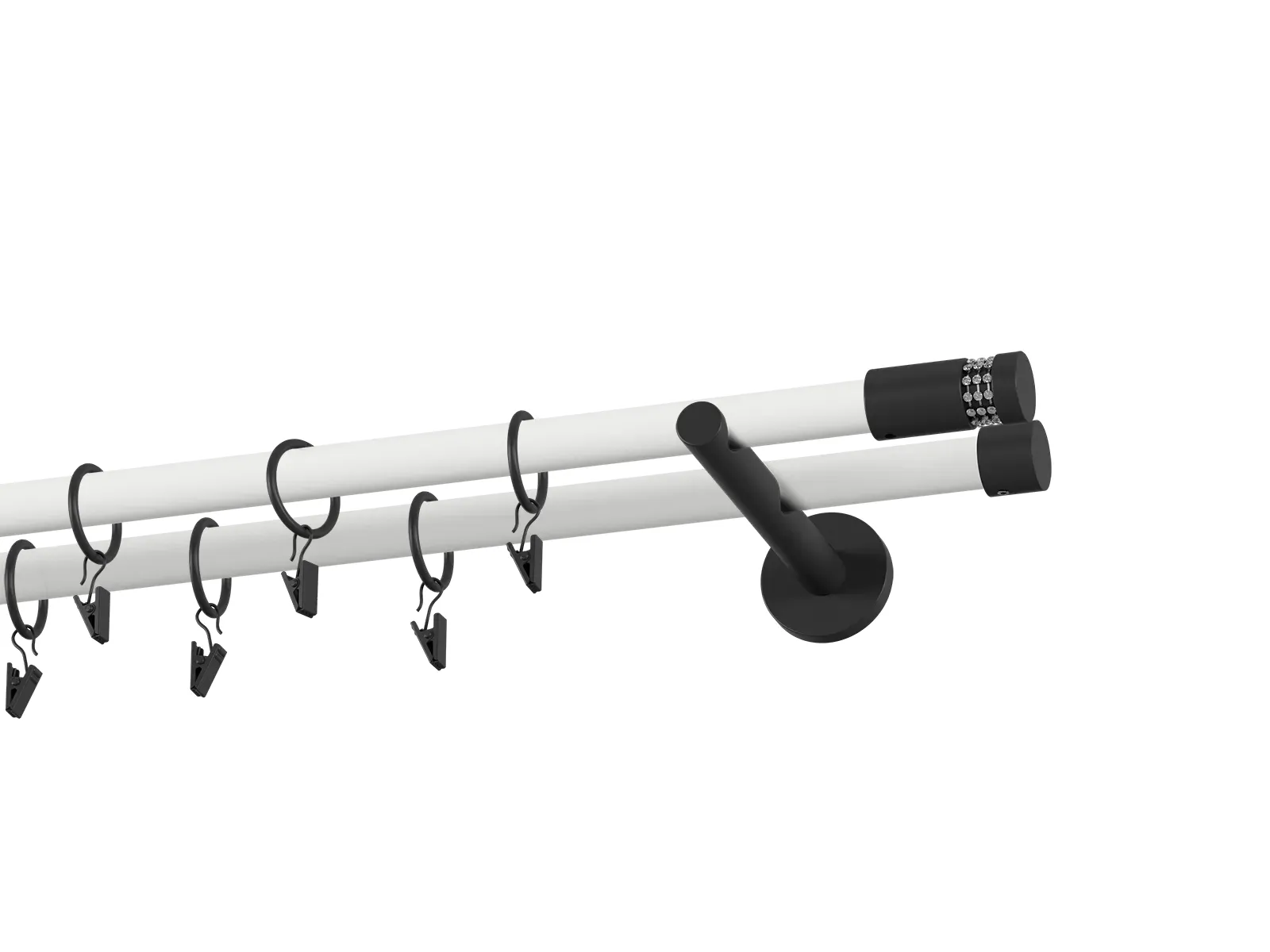 Garniža 19x19mm obyčajná tyč - 2rady - CYLINDER CRYSTAL - bielo čierna