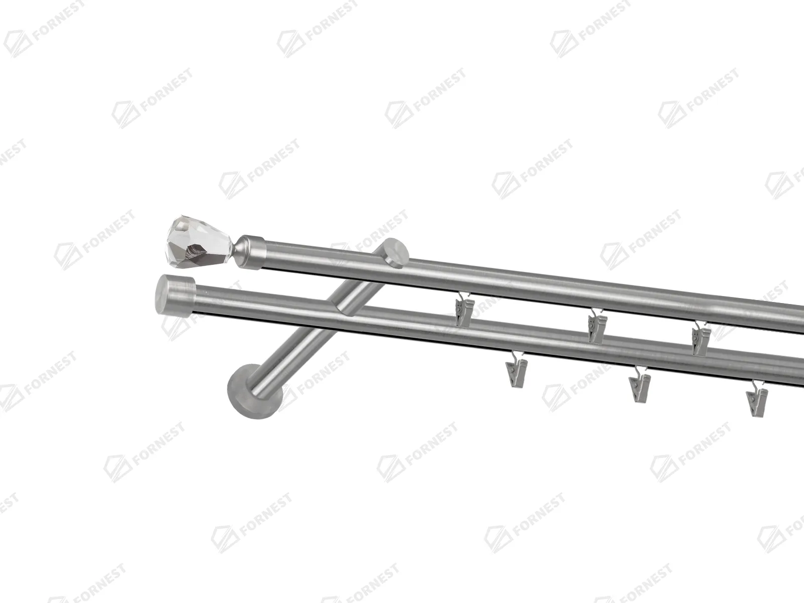 Garniža 19x19mm - drážková tyč - 2rady - CRYSTAL CONE - satin