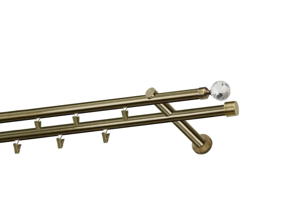 Garniža 19x19mm - drážková tyč - 2rady - GUĽA CRYSTAL - antik