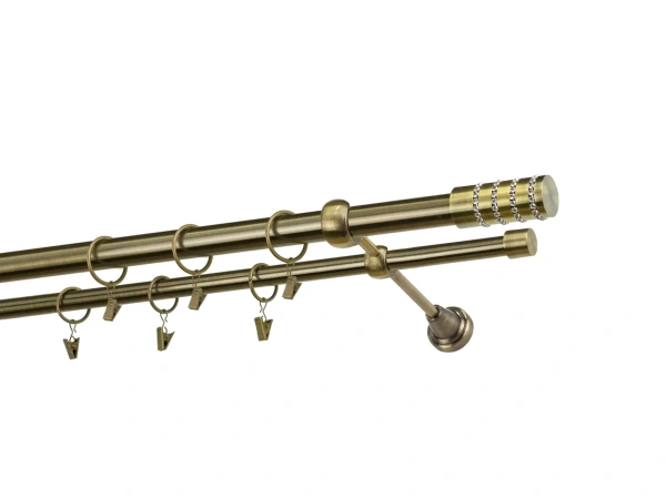 Garniže 25x16mm - dvojradové - CYLINDER CRYSTAL - antik