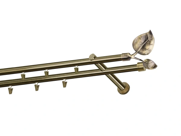 Garniža 19x19mm - drážková tyč - 2rady - LIST VEĽKÝ - antik