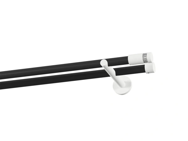 Garniža 19x19mm obyčajná tyč - 2rady - CYLINDER CRYSTAL - čierno biela 1