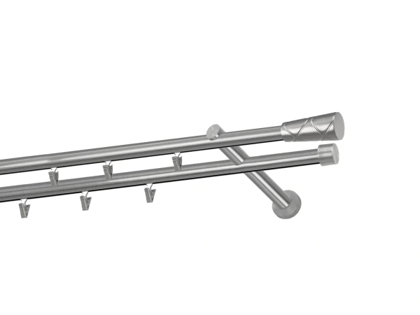 Garniža 19x19mm - drážková tyč - 2rady - TRAPEZIUM - satin