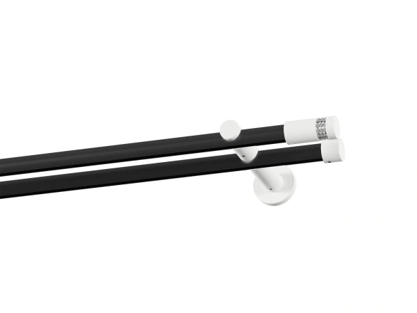 Garniža 19x19mm drážková tyč - 2rady - CYLINDER CRYSTAL - čierno biela 1