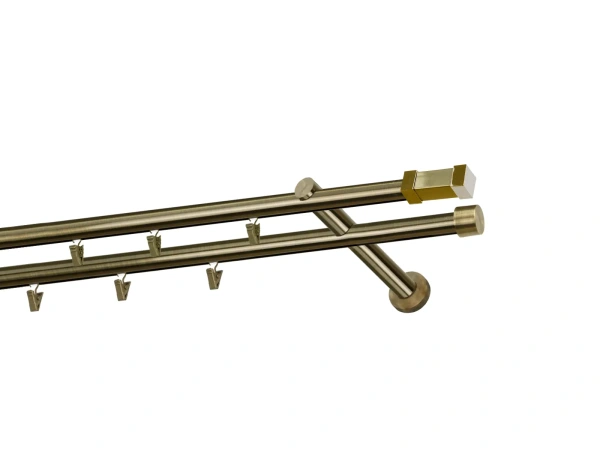 Garniža 19x19mm - drážková tyč - 2rady - QUADRO - antik