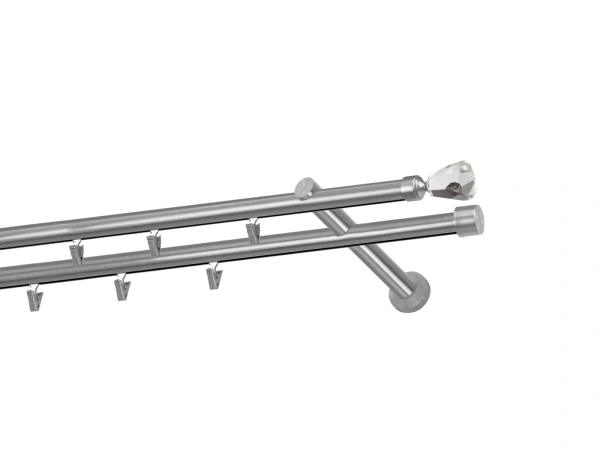 Garniža 19x19mm - drážková tyč - 2rady - CRYSTAL CONE - satin