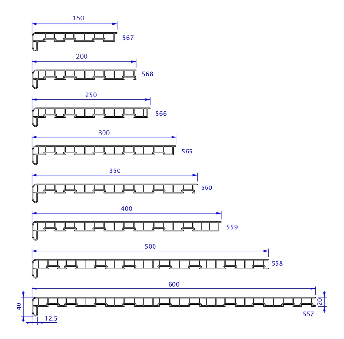 rozmery pvc parapetov