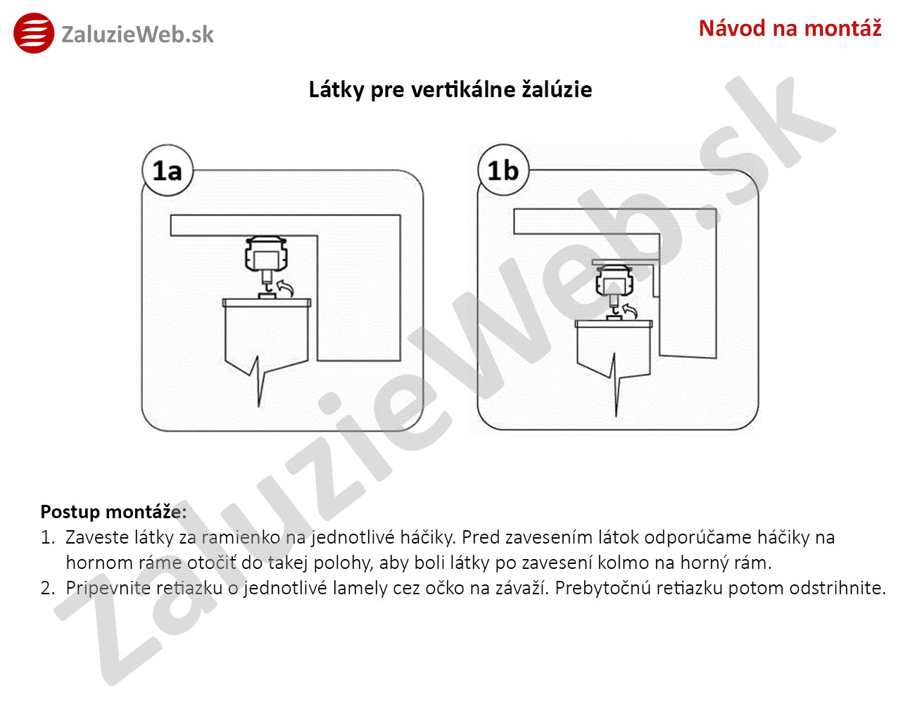 montaz latok pre vertikalne zaluzie