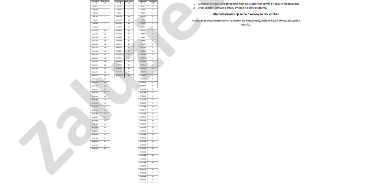 zameranie nosniku pre vertkalne zaluzie